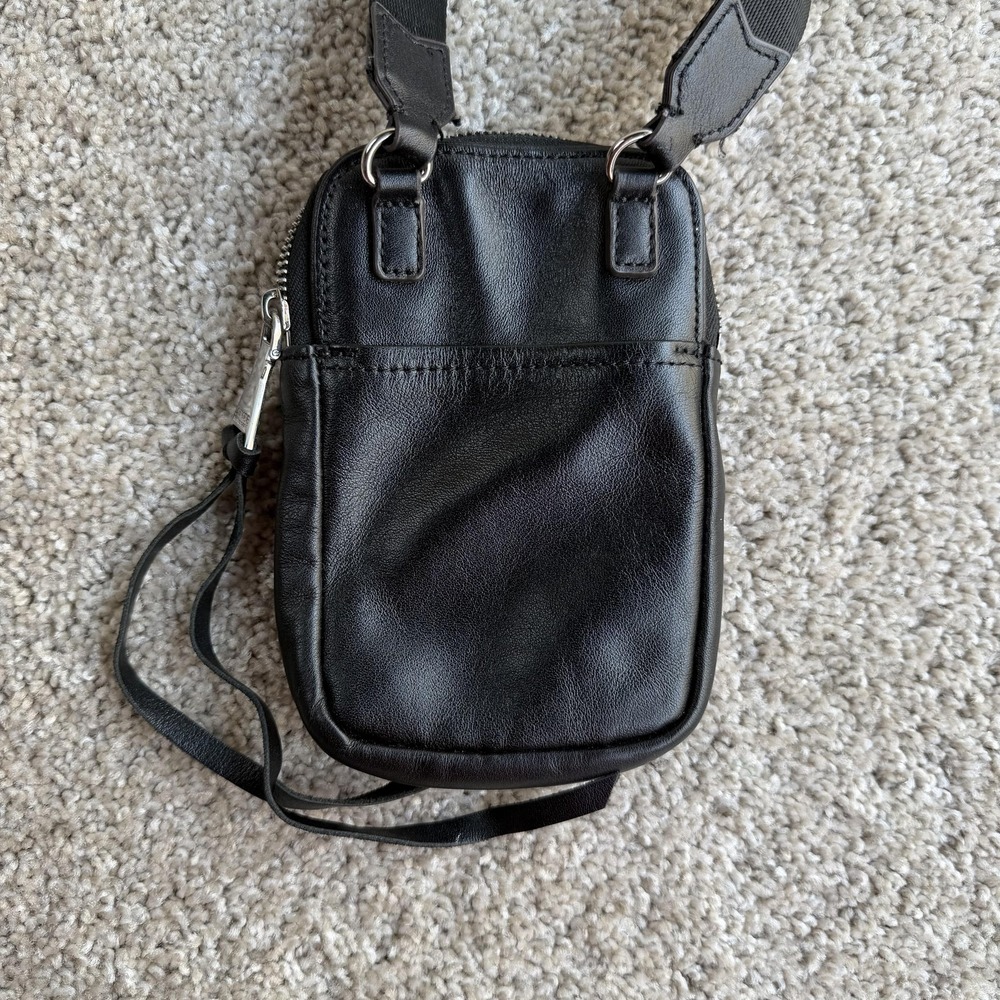 Aimee Kestenberg Crossbody Bag Womens Mini Black Leather Studded Rhinestone Zip - Picture 2 of 8